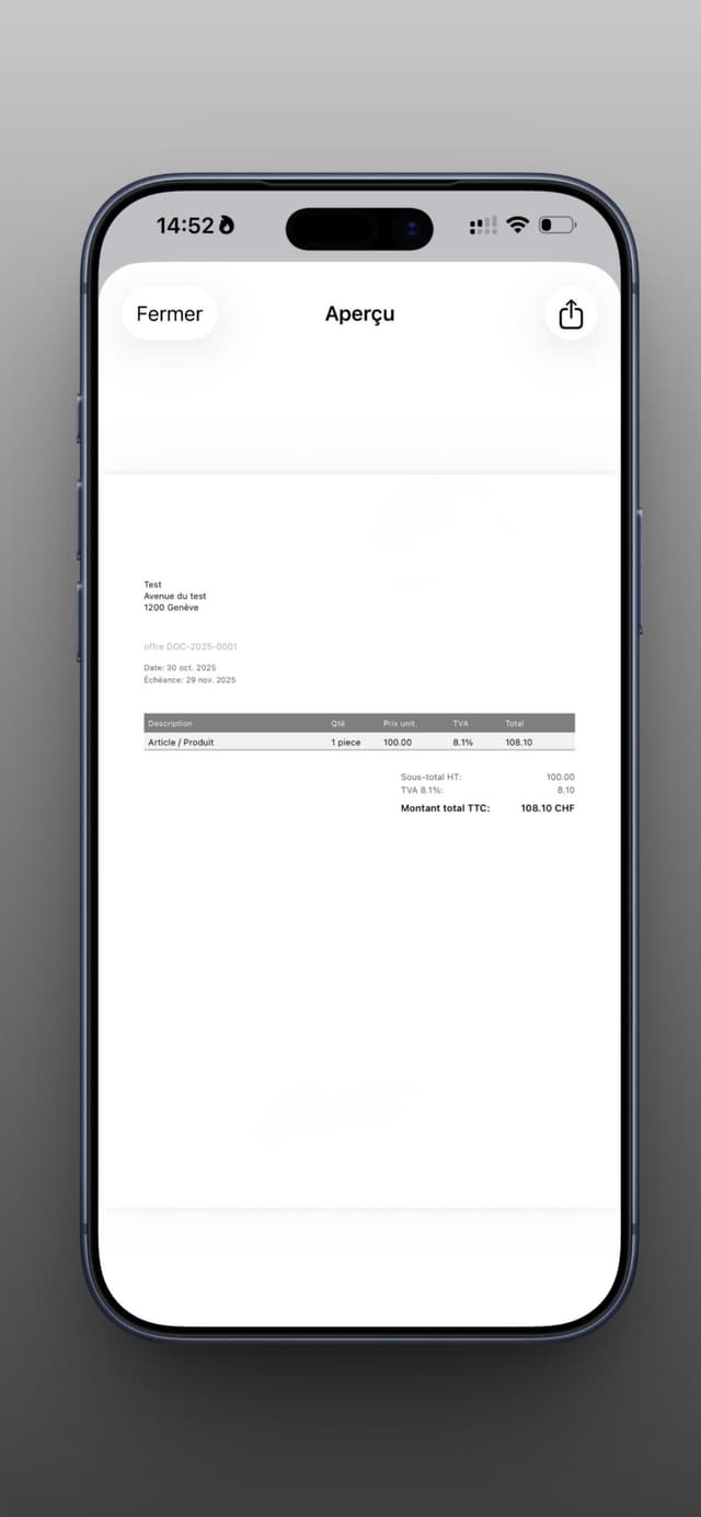 QR-facture suisse intégrée